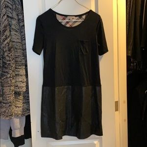 Short sleeve dress with leather bottom